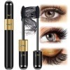 Mascara Waterproof Noir - 4D Vibely Mascara Fibre de Soie Effet Faux Cils Extra Longs, épais et Volumineux Maquillage Anti-Ta