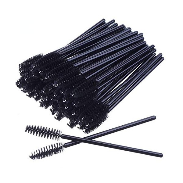 Lot de 50 brosses à cils jetables pour mascara - Baguettes magiques - Applicateur de cils - Sourcils - Kit doutils de maquil