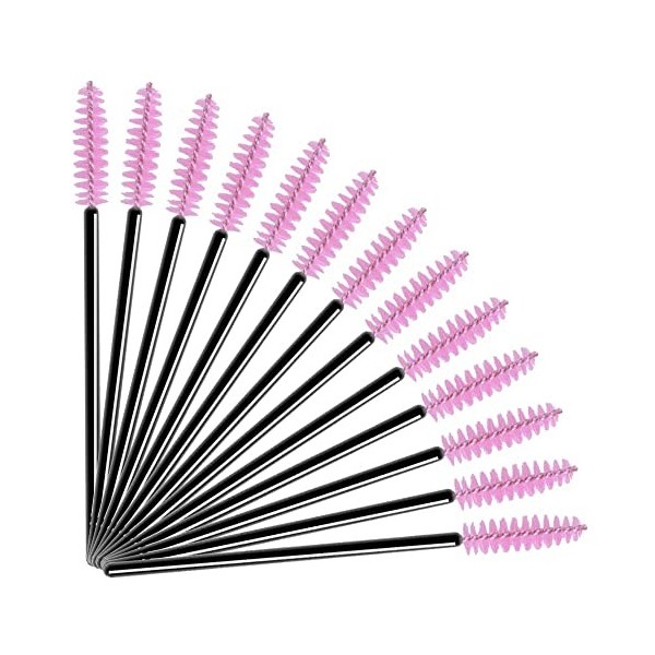 Lot de 50 brosses à mascara jetables pour extensions de cils noir + rose 