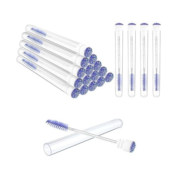 Lot de 40 tubes jetables pour mascara avec tube, 20 tubes vides avec 20 pinceaux à cils, brosse de nettoyage pour applicateur