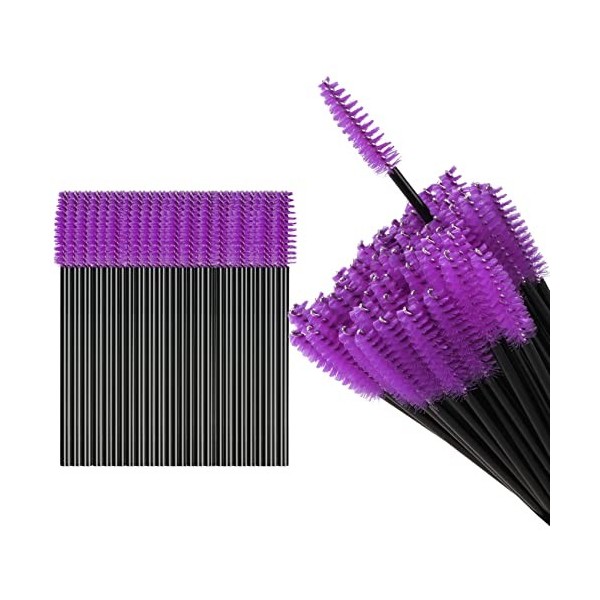 keilend Lot de 100 brosses à cils jetables pour applicateur de cils et sourcils Violet