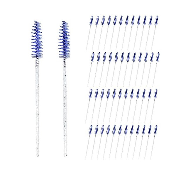 Lot de 50 brosses à cils jetables pour mascara - Brosse à sourcils pliable - Pour extension de cils - Applicateur de maquilla