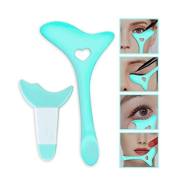 Lot de 2 pochoirs en silicone pour fard à paupières, mascara - Réutilisable - Kit doutils de maquillage pour débutants - Out