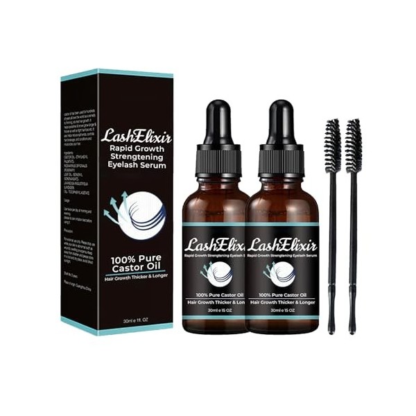 GFOUK Lashelixir Rapid Growth Strengthening Eyelash Serum, Castor Oil Eyelash Serum, Eyelash Serum To Grow Lashes, Lash Boost