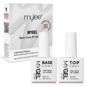 Mylee Top Coat pour Gel Vernis À Ongles 2x15ml UV LED - Finition longue durée, facile et rapide pour les ongles naturels, ext