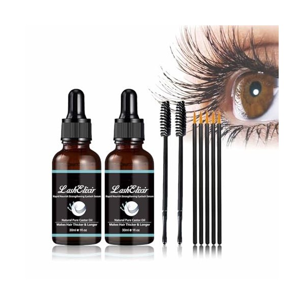 FUUZIO GFOUK Lashelixir Rapid Growth Strengthening Eyelash Serum, Castor Oil Eyelash Serum, Rapid Eyelash Lash Growth Serum, 