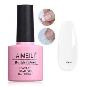 AIMEILI 5 en 1 Builder Base Gel, Gel de Construction Clair Pour Pointes Ongles Faux Ongles Extension, Base Coat, Renforcement