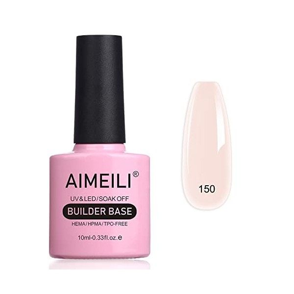 AIMEILI 5 en 1 Builder Base Gel, Gel de Construction Clair Pour Pointes Ongles Faux Ongles Extension, Base Coat, Renforcement