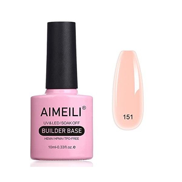 AIMEILI 5 en 1 Builder Base Gel, Gel de Construction Clair Pour Pointes Ongles Faux Ongles Extension, Base Coat, Renforcement