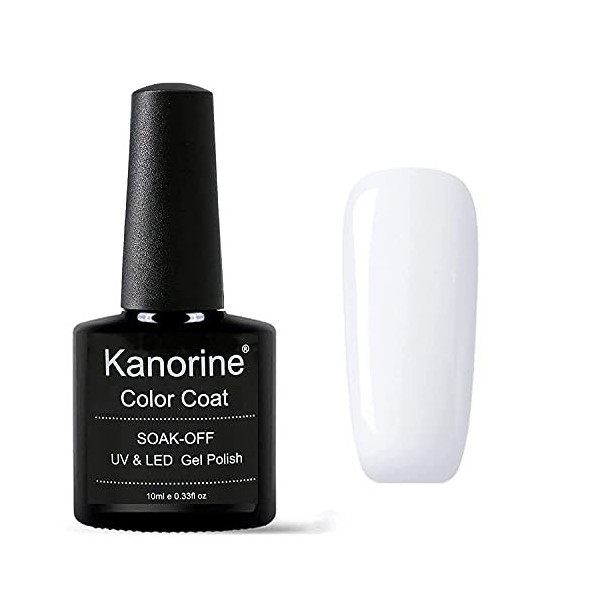 KANORINE Vernis Semi Permanent Vernis à ongles gel UV/LED, Blanc/blanc pur/blanche Couleur Naturel French Gel White color Gel