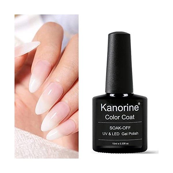 KANORINE Vernis Semi Permanent Vernis à ongles gel UV/LED, Blanc/blanc pur/blanche Couleur Naturel French Gel White color Gel