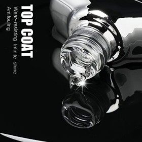 Vishine Vernis Semi Permanent Ultra Brillant Top Finish, 2 * 16ML Top Coat Vernis Semi Permanent No Wipe Top Coat Ultra Brill