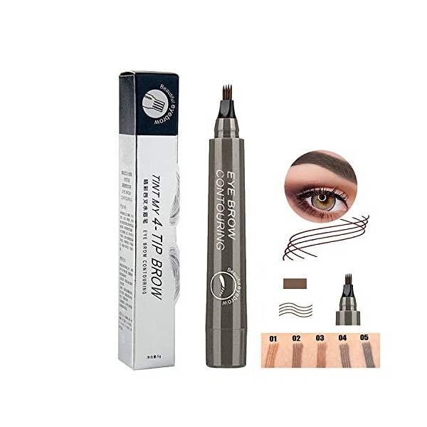 Crayon à Sourcils à 4 Points ImperméAble Durable Aucune Couleur Tukefev Microblading ImperméAble Avec Applicatore Simulation 