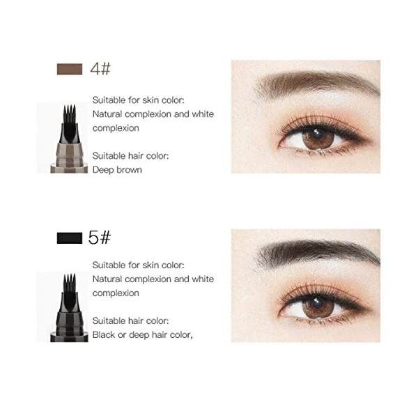 Crayon à Sourcils à 4 Points ImperméAble Durable Aucune Couleur Tukefev Microblading ImperméAble Avec Applicatore Simulation 