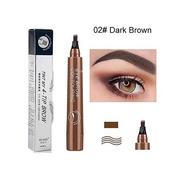 Stylo De Sourcil Microblading, 4 Points Impermeables De Sourcil 4 Maeup Naturel Professionnel Pointu Sourcils Extrite Dessin 