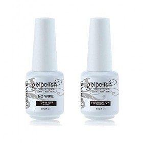 Vishine Base Coat & No Wipe Top Coat Kit Set Vernis Semi Permanent Soak Off UV LED Gel Vernis à Ongles 2pcs x 8ml