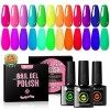 UR SUGAR 7ML Vernis Semi Permanent Fluo Néon Fluorescente, Lot de 12 Couleurs Néon Fluo Jaune Rouge Rose Bleu Vert Violet Ver