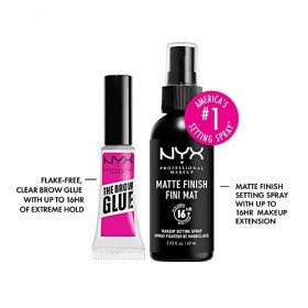NYX Professional Makeup Glue Fixatrice à Sourcils The Brow Glue, Look Soyeux, Transparent & Spray Fixateur, Tenue Longue Duré