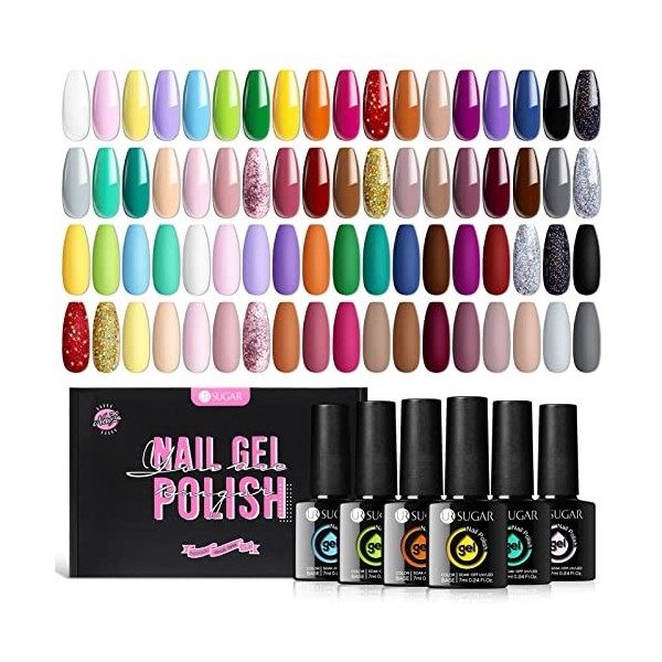 UR SUGAR 7ML Vernis Semi Permanent Fluo Néon Fluorescente, Lot de 12 Couleurs Néon Fluo Jaune Rouge Rose Bleu Vert Violet Ver