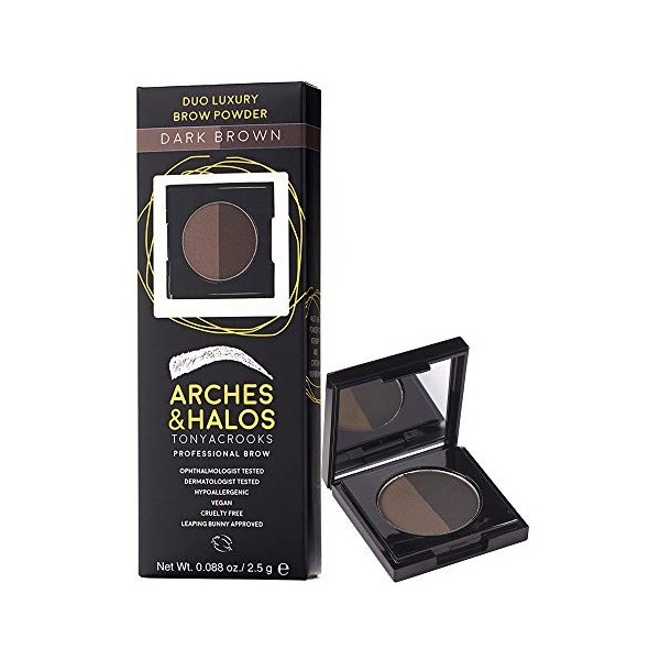 Arches & Halos - Duo Luxury Brow Powder - Marrón oscuro - Paleta cosmética para cejas, polvos, tinte, contorno, definidor pre