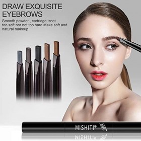 Foreverup Lot de 5 crayons à sourcils avec brosse, résistant à leau, crayon à sourcils avec pinceau à sourcils, 5 couleurs p