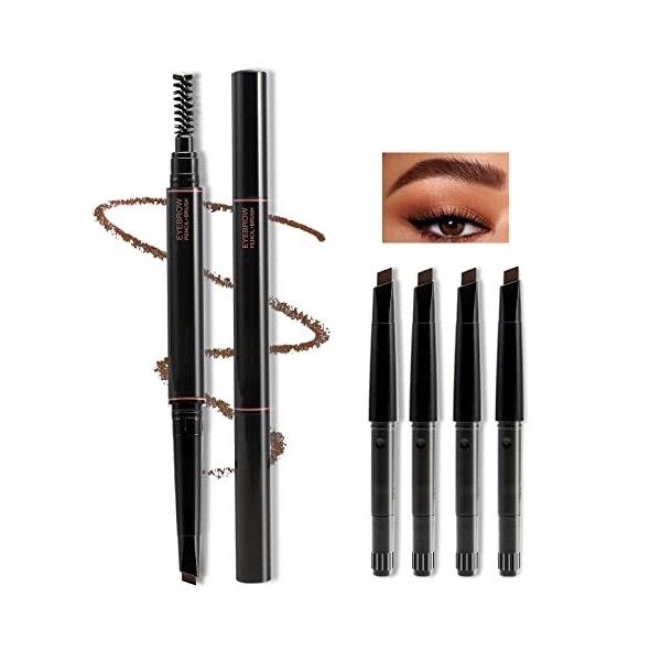 Boobeen Brow Definer Pencil Waterproof Eyebrow Pencil Set Fills Fills - Crayon à sourcils à double tête avec 4 recharges remp