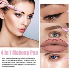 Crayon à sourcils 4 en 1 | Stylo de surbrillance et de définition multifonctionnel - Crayon de maquillage pour les yeux, les 