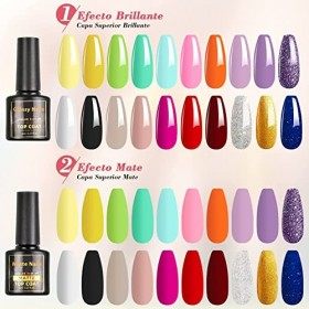 23 Pcs Vernis Semi Permanent, SHOWNAIL Vernis à Ongles Gel 20 Couleurs Lot Vernis Semi Permanent UV Led 3 Base et Top Coat, E
