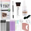 Teinture Sourcil, Aikvigss Teinture Cils Noir, Professionnel Kit Sourcils Coloration Perms Sourcils pour Naturel Résultat et 