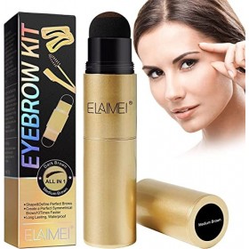 Pochoir sourcils, tampon sourcil et pochoir kit- tampon sourcils en une étape imperméable et 24 pochoir sourcils reutilisable