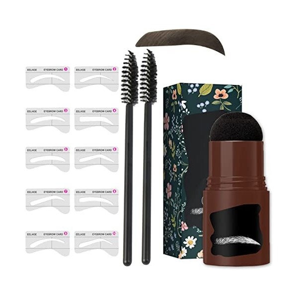 Eyebrow Stamp Kit, Tampon À Sourcils, Naturellement Pas De Chute Facile À Mettre Sur Le Maquillage avec 10 pochoirs à sourcil