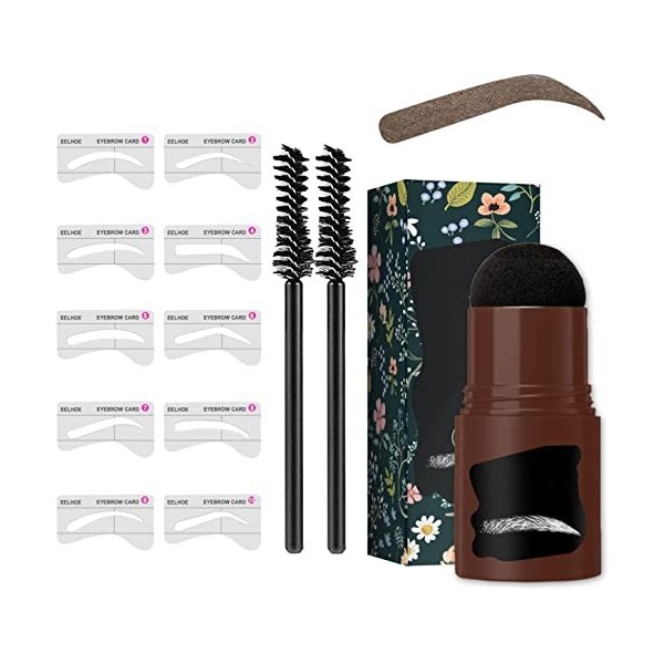 Eyebrow Stamp Kit, Tampon À Sourcils, Naturellement Pas De Chute Facile À Mettre Sur Le Maquillage avec 10 pochoirs à sourcil