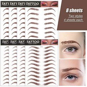 8 Feuilles 80 Paires Sourcils Autocollants 6D Patch Autocollant Bionique pour Sourcils Faux Sourcils Semi Permanent Authentiq