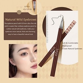 Domality Set de Crayons à Sourcils Liquides 2 Couleurs avec Pinceau à Pointe Hyper-aiguisée, 2pcs Longue Durée Naturel Profes