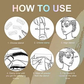 Kit de mise en forme de tampon à sourcils avec 10 pochoirs à sourcils réutilisables et 2 pinceaux à sourcils, kit de maquilla