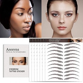 Autocollants de tatouage pour sourcils, 4D sourcils 77 paires de transfert de sourcils bruns pour femmes et filles Autocollan