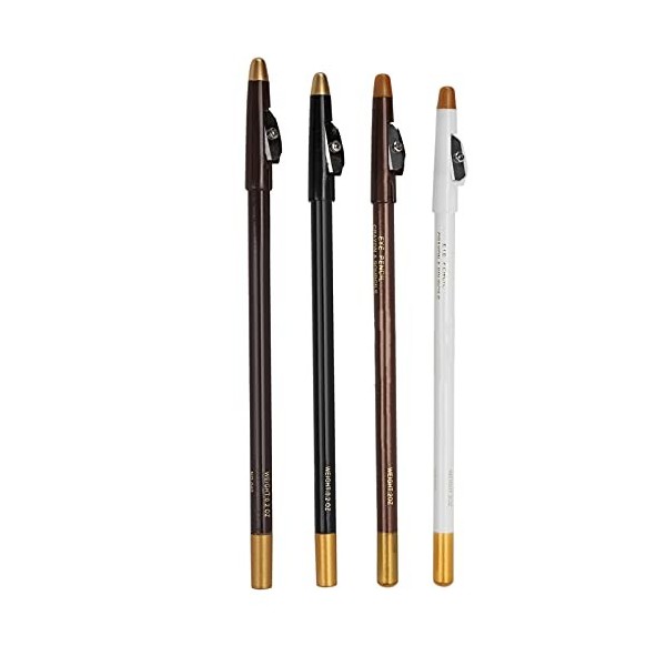 Kit de 4 Crayons de Barbier noir et Blanc et Marron Foncé et Marron Clair , Crayons de Contour pour la Barbe et les Cheveux 