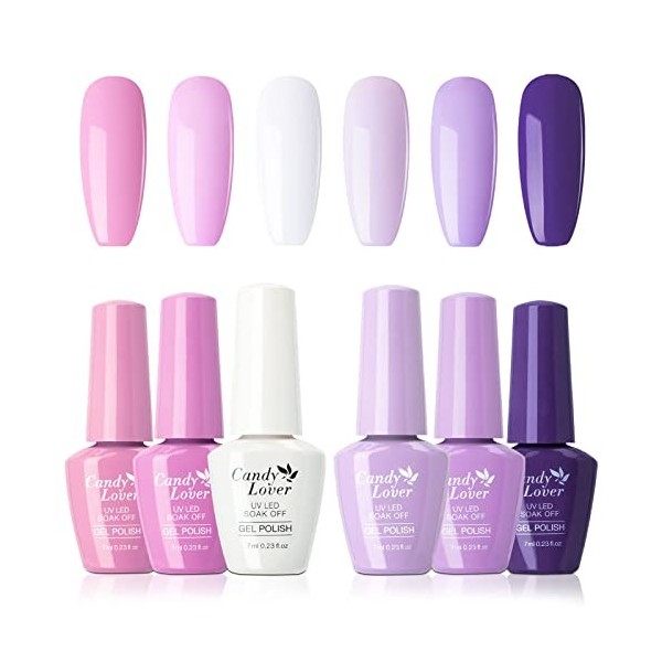 Vernis Semi Permanent - Candy Lover 6PCS Vernis Manucure Nail Art Vernis à Ongles Vernis Gel UV LED Nail Polish Soak Off Lot 