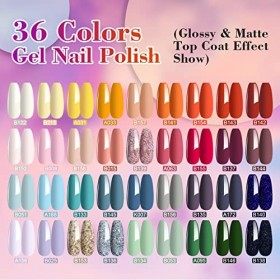 LEVIPE Vernis Semi Permanent 42 Pcs , 36 Couleurs + 2 Base ＋1 Top Coat Brillant ＋1 Top Coat Matte ＋1 Top Coat Diamant ＋1 Top 