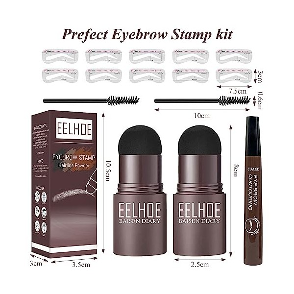Tampon Sourcils Avec Pochoir 15pcs Eyebrow Stamp Kit Tampon Sourcil Et Pochoir Waterproof Kit Sourcils Maquillage Semi Perman