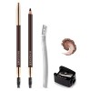 Mihqy 2PCS Crayon à sourcils avec brosse douce, crayon à sourcils parfait imperméable longue durée 2-en-1, remplissage facile