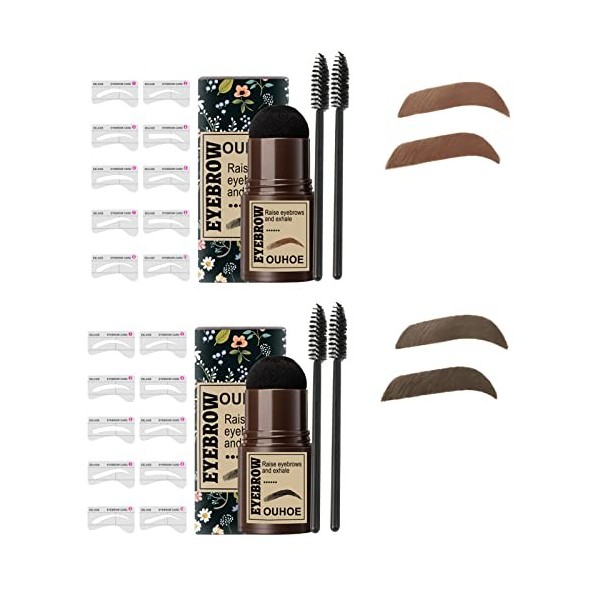 Kit de Tampons à Sourcils,Kit de Maquillage pour Sourcils Imper Longue Durée avec 4 Pinceaux à Sourcils et 20 Pochoirs à Sour