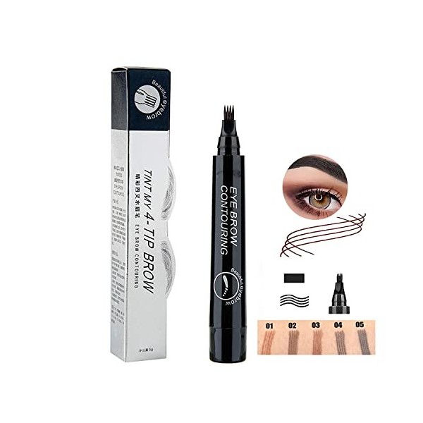 Crayon à Sourcils à 4 Points ImperméAble Durable Aucune Couleur Tukefev Microblading ImperméAble Avec Applicatore Simulation 