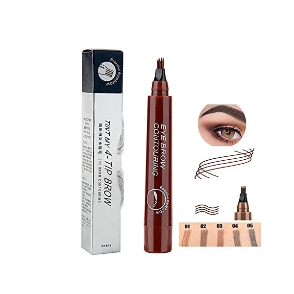 Crayon à Sourcils à 4 Points ImperméAble Durable Aucune Couleur Tukefev Microblading ImperméAble Avec Applicatore Simulation 