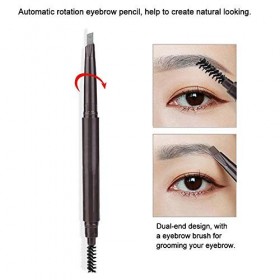 Crayon à sourcils Gris Sourcils étanches à double extrémité de précision, crayon à sourcils à rotation automatique avec des c
