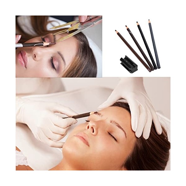 4pcs Taille-crayon à Sourcils Maquillage de Salon Professionnel Ensemble de Crayons à Sourcils Microblading Imperméable, pour