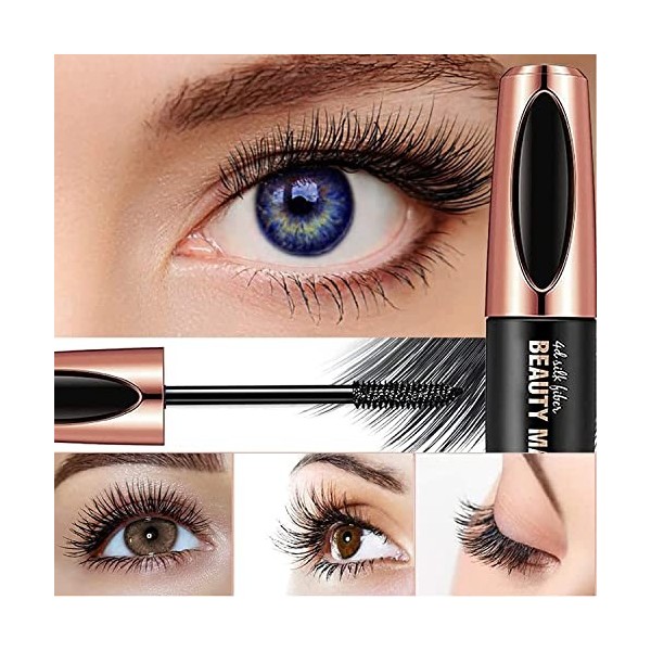 4D Mascara Crème Maquillage 4D Mascara Fibres 3D Mascara Cils 3D avec Sérum Améliorant Cils