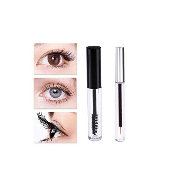 Tube et baguette de mascara vide 2pc 8ml, bouteille de conteneur Eyeline 2pc 7ml avec inserts en caoutchouc et entonnoirs pou