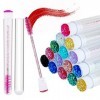 MWOOT 20 Brosses Mascaras avec Tubes Jetable, Brosses à Cils Diamant Couleurs Mélangées Mascara Brushes with Tubes, Cils Masc