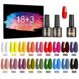CHARMNAIL Vernis Semi Permanent 21 Pcs Avec Base Coat, Glossy et Matte Top Coat, Vernis Gel Semi Permanent UV LED Vernis à On